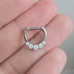 Industrial Strength Titanium and Crystal Septum Daith Clicker